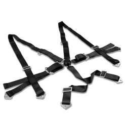 2-inch Strap Six Point Shoulder Camlock Harness Bar Adjustable Black Racing Seat Belt