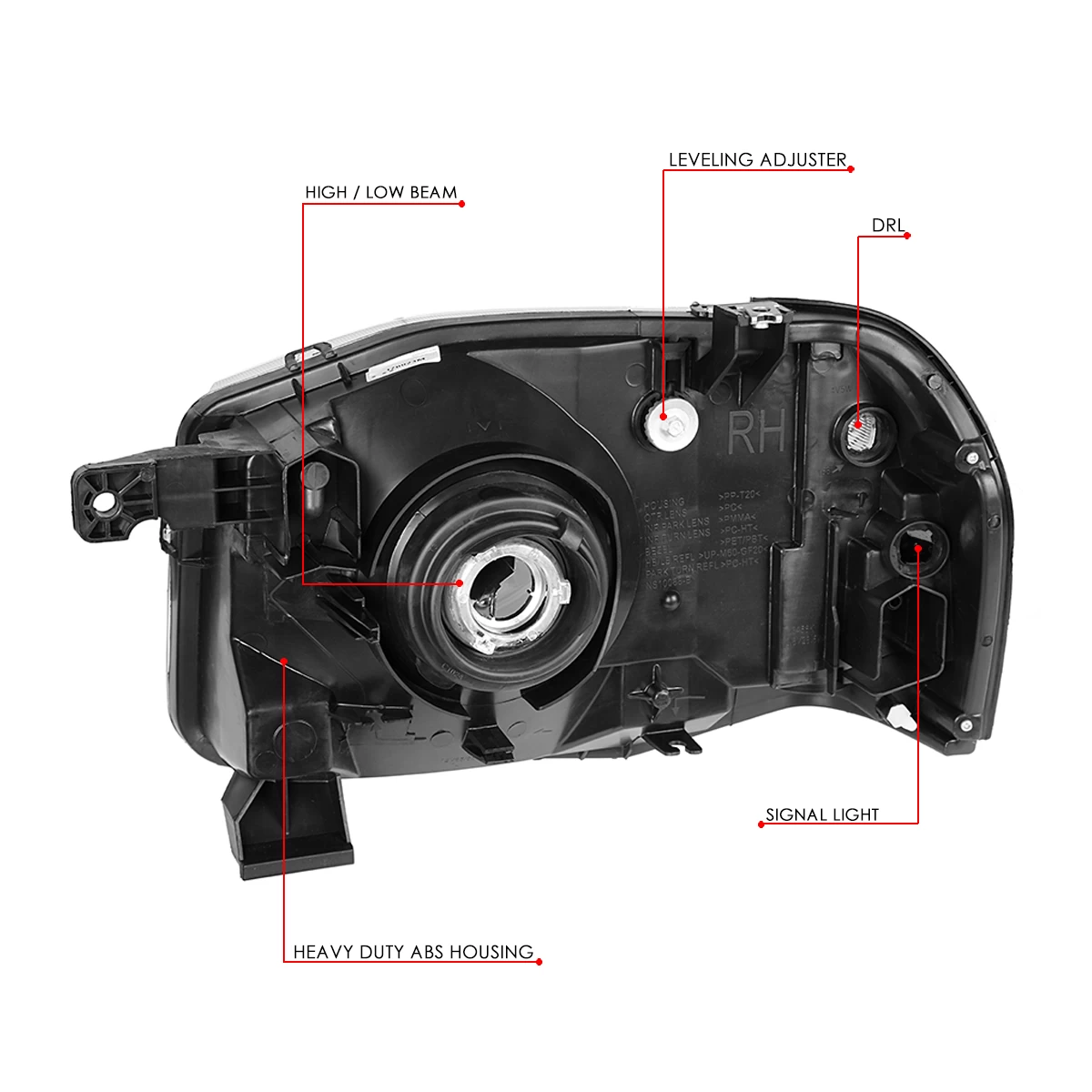 2001-2004 Nissan Frontier Factory Style Replacement Headlights - Smoked Lens / Clear 10 2001-2004 Nissan Frontier Factory Style Replacement Headlights - Smoked Lens / Clear - Image 8