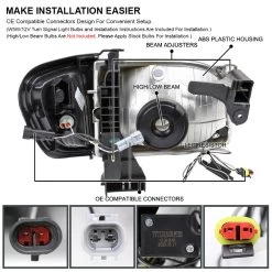 2001-2004 Toyota Tacoma OE-Style Headlights W/ LED DRL Bar & Corner Lights - Black Housing 13 2001-2004 Toyota Tacoma OE-Style Headlights W/ LED DRL Bar & Corner Lights - Black Housing -Professional Auto Parts Store 2001 2004 toyota tacoma oe style headlights w led drl bar corner lights black housing 85