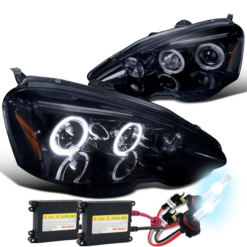 2002-2004 Acura RSX Dual Halo & LED Strip Projector Headlights - Gloss Black 3 2002-2004 Acura RSX Dual Halo & LED Strip Projector Headlights - Gloss Black