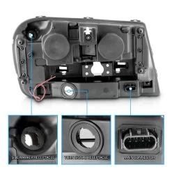 2002-2009 Chevrolet Trailblazer LED Dual Halo Projector Headlights - Chrome -Professional Auto Parts Store 2002 2009 chevrolet trailblazer led dual halo projector headlights chrome 68