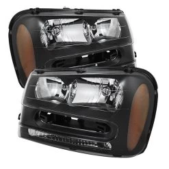 2002-2009 Chevy Trail Blazer Replacement Crystal Headlights - Black