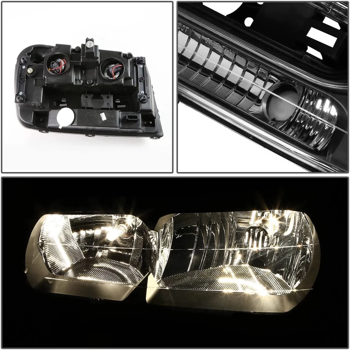 2002-2009 Chevy Trail Blazer Replacement Crystal Headlights - Black 5 2002-2009 Chevy Trail Blazer Replacement Crystal Headlights - Black - Image 3
