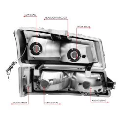 DNA 2003-2006 Chevrolet Silverado 1500/2500/3500 / 02-06 Avalanche Reflector Headlights W/ LED Bar - Chrome Housing Smoked Lens Clear Side Markers -Professional Auto Parts Store 2003 2006 chevrolet silverado 1500 2500 3500 02 06 avalanche reflector headlights w led bar chrome housing smoked lens clear side markers 17