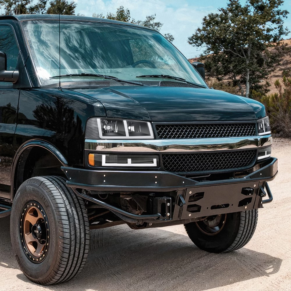 2003-2023 Chevy Express / GMC Savana Switchback E-Shape LED DRL Headlights - Black Housing Clear Lens Amber Side Markers 11 2003-2023 Chevy Express / GMC Savana Switchback E-Shape LED DRL Headlights - Black Housing Clear Lens Amber Side Markers - Image 9