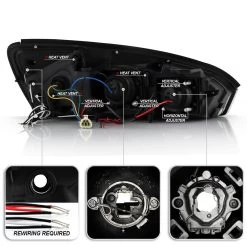 2004-2007 Chevy Malibu Angel Eye Halo & LED Projector Headlights - Black -Professional Auto Parts Store 2004 2007 chevy malibu angel eye halo led projector headlights black 476