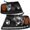 2004-2008 Ford F150 / Lincoln Mark LT LED DRL Headlights - Black Amber -Professional Auto Parts Store 2004 2008 ford f150 lincoln mark lt led drl headlights black amber 50