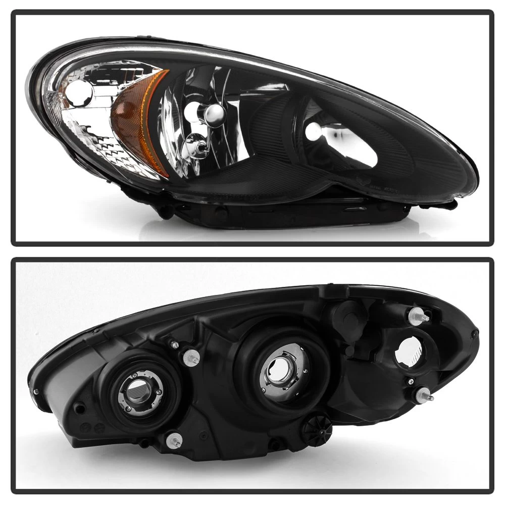 2006-2010 Chrysler PT Cruiser Replacement Crystal Headlights - Black 4 2006-2010 Chrysler PT Cruiser Replacement Crystal Headlights - Black - Image 2