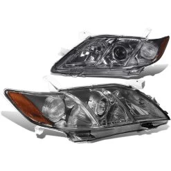 2007-2009 Toyota Camry OE-Style Smoked Housing Projector Headlights - Amber Side Markers