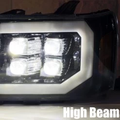 AlphaRex Nova 07-13 GMC Sierra Sequential Signal / Full LED Projector Headlights - Black -Professional Auto Parts Store 2007 2013 gmc sierra nova series projector headlights black 100