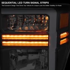 2008-2010 Ford F250/F350 SuperDuty Reflector Headlights W/ LED Tube & Sequential Turn Signals - Black Housing 14 2008-2010 Ford F250/F350 SuperDuty Reflector Headlights W/ LED Tube & Sequential Turn Signals - Black Housing -Professional Auto Parts Store 2008 2010 ford f250 f350 superduty reflector headlights w led tube sequential turn signals black housing 16