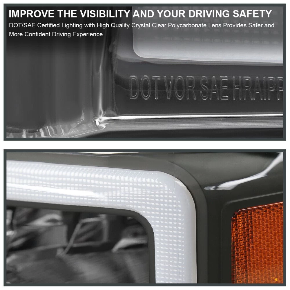 2008-2010 Ford F250/F350 SuperDuty Reflector Headlights W/ LED Tube & Sequential Turn Signals - Black Housing 10 2008-2010 Ford F250/F350 SuperDuty Reflector Headlights W/ LED Tube & Sequential Turn Signals - Black Housing - Image 8