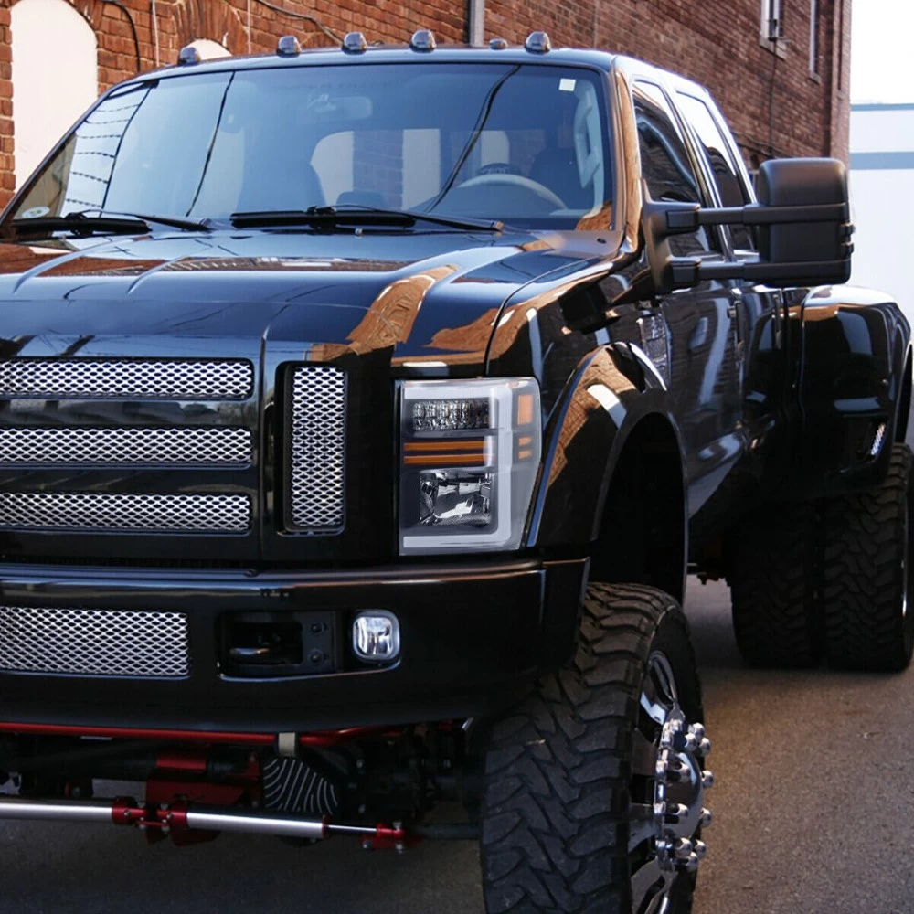 2008-2010 Ford F250/F350 SuperDuty Reflector Headlights W/ LED Tube & Sequential Turn Signals - Black Housing 11 2008-2010 Ford F250/F350 SuperDuty Reflector Headlights W/ LED Tube & Sequential Turn Signals - Black Housing - Image 9