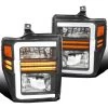 2008-2010 Ford F250/F350 SuperDuty Reflector Headlights W/ LED Tube & Sequential Turn Signals - Black Housing -Professional Auto Parts Store 2008 2010 ford f250 f350 superduty reflector headlights w led tube sequential turn signals black housing 7