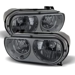 2008-2013 Dodge Challenger [Halogen Model] Replacement Crystal Headlights - Smoked
