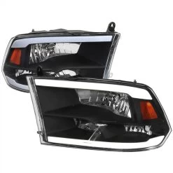 2009-2018 Dodge Ram 1500 2500 3500 LED Dual Bar Reflector Headlights - Black