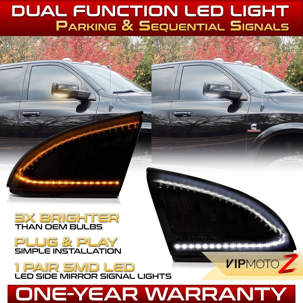 2009-2023 Dodge Ram 1500 2500 3500 Sequential Smoked Lens LED Mirror Turn Signal Lights 4 2009-2023 Dodge Ram 1500 2500 3500 Sequential Smoked Lens LED Mirror Turn Signal Lights - Image 2