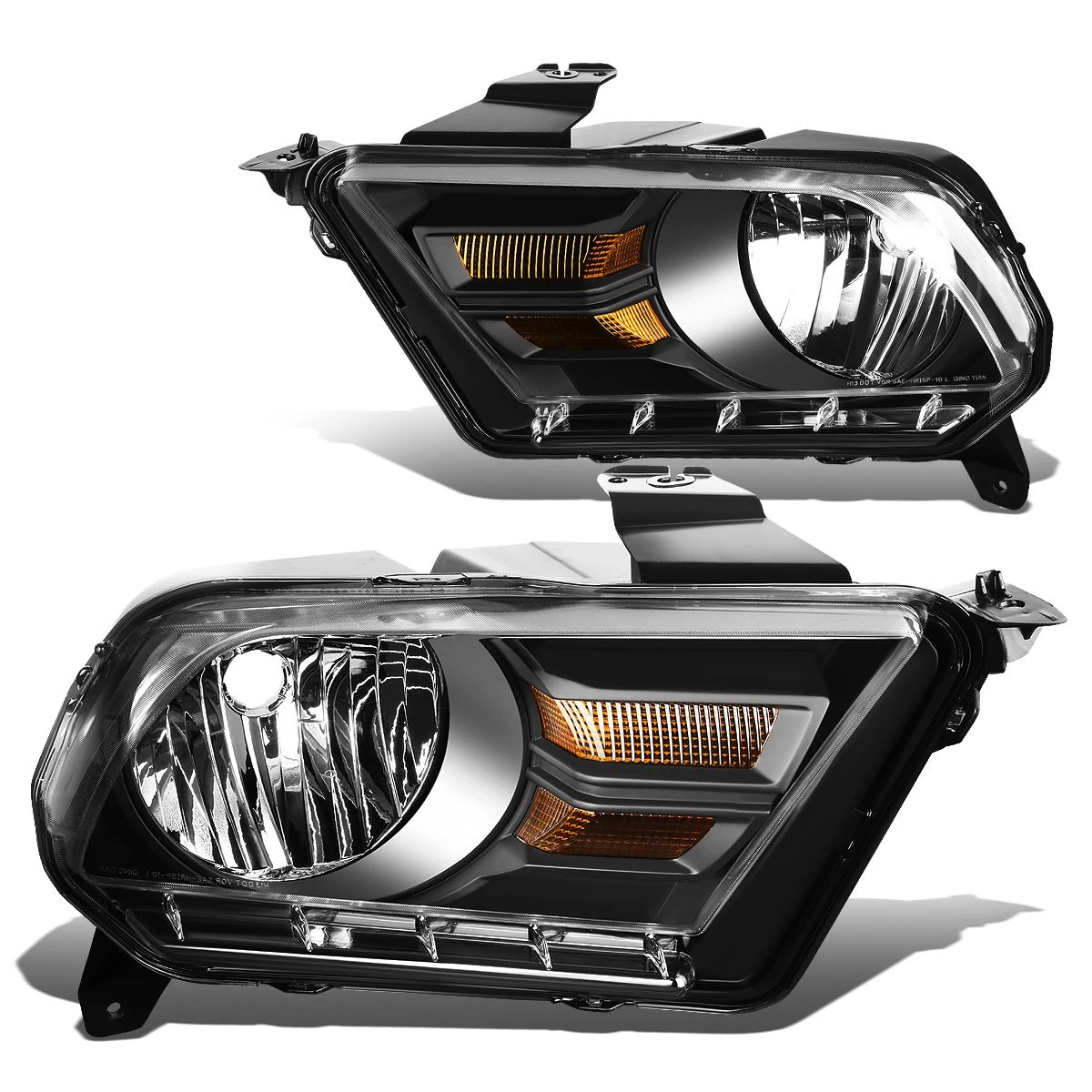 HID Combo 2010-14 Ford Mustang S197 Pair Of Headlight & Corner Light (Black Housing / Amber Reflector) 4 HID Combo 2010-14 Ford Mustang S197 Pair Of Headlight & Corner Light (Black Housing / Amber Reflector) - Image 2