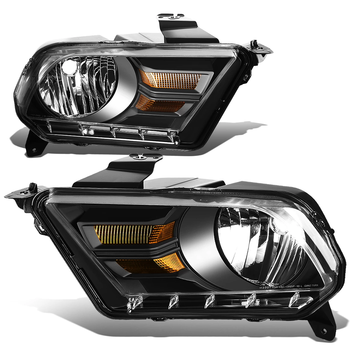 HID Combo 2010-14 Ford Mustang S197 Pair Of Headlight & Corner Light (Black Housing / Amber Reflector) 5 HID Combo 2010-14 Ford Mustang S197 Pair Of Headlight & Corner Light (Black Housing / Amber Reflector) - Image 3