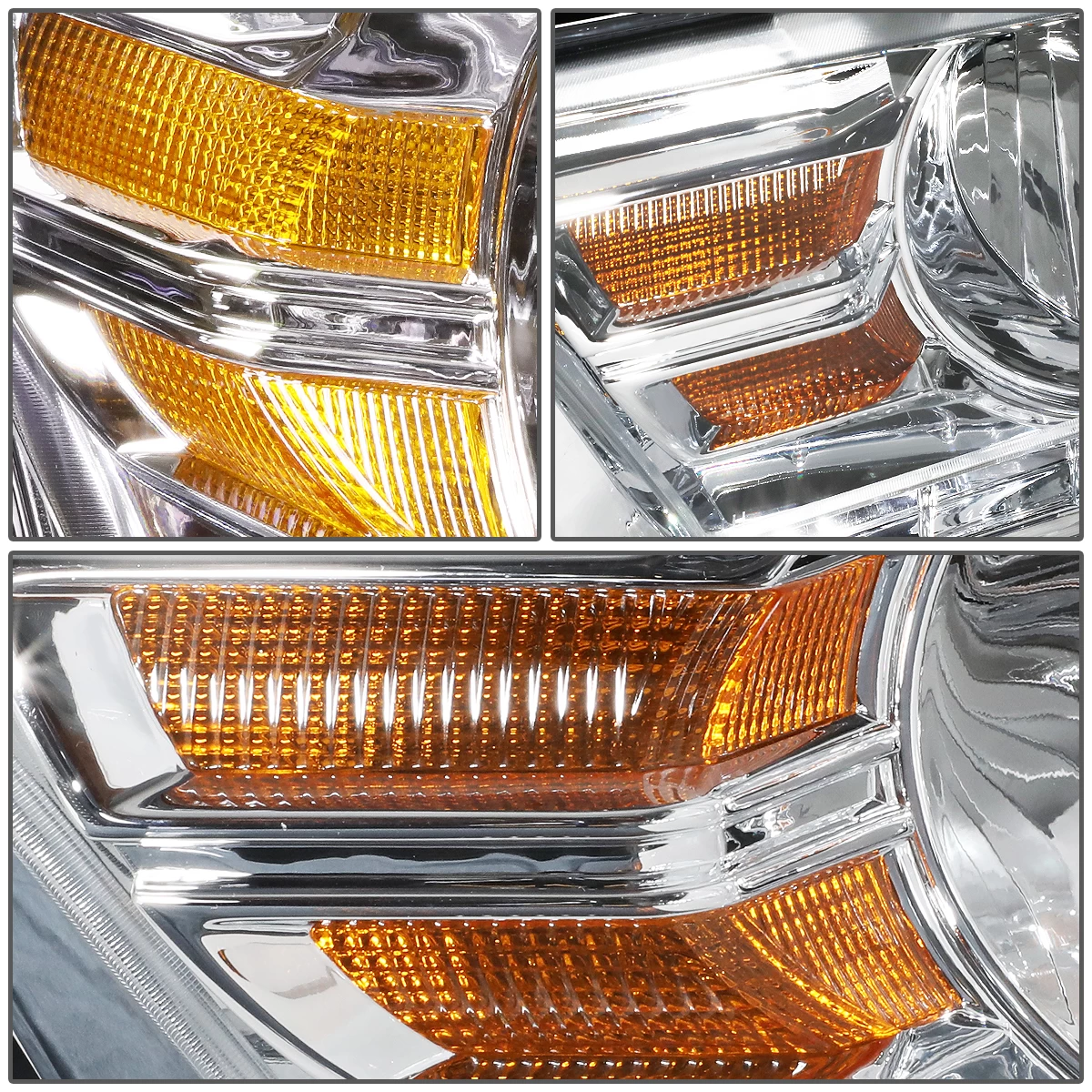 2010-14 Ford Mustang S197 Pair Of Headlight & Corner Light (Chrome Housing / Amber Reflector) 7 2010-14 Ford Mustang S197 Pair Of Headlight & Corner Light (Chrome Housing / Amber Reflector) - Image 5