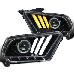 2010-2014 Ford Mustang Projector Headlights Sequential LED Signal - Jet Black