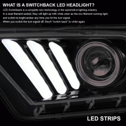 2010-2014 Ford Mustang Projector Headlights Sequential LED Signal - Jet Black -Professional Auto Parts Store 2010 2014 ford mustang projector headlights sequential led signal jet black 97