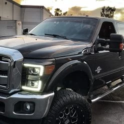 AlphaRex Luxx 11-16 Ford Super Duty F250 F350 Full LED / Sequential Signal Projector Headlights - Chrome -Professional Auto Parts Store 2011 2016 ford f250 luxx series projector headlights chrome 79