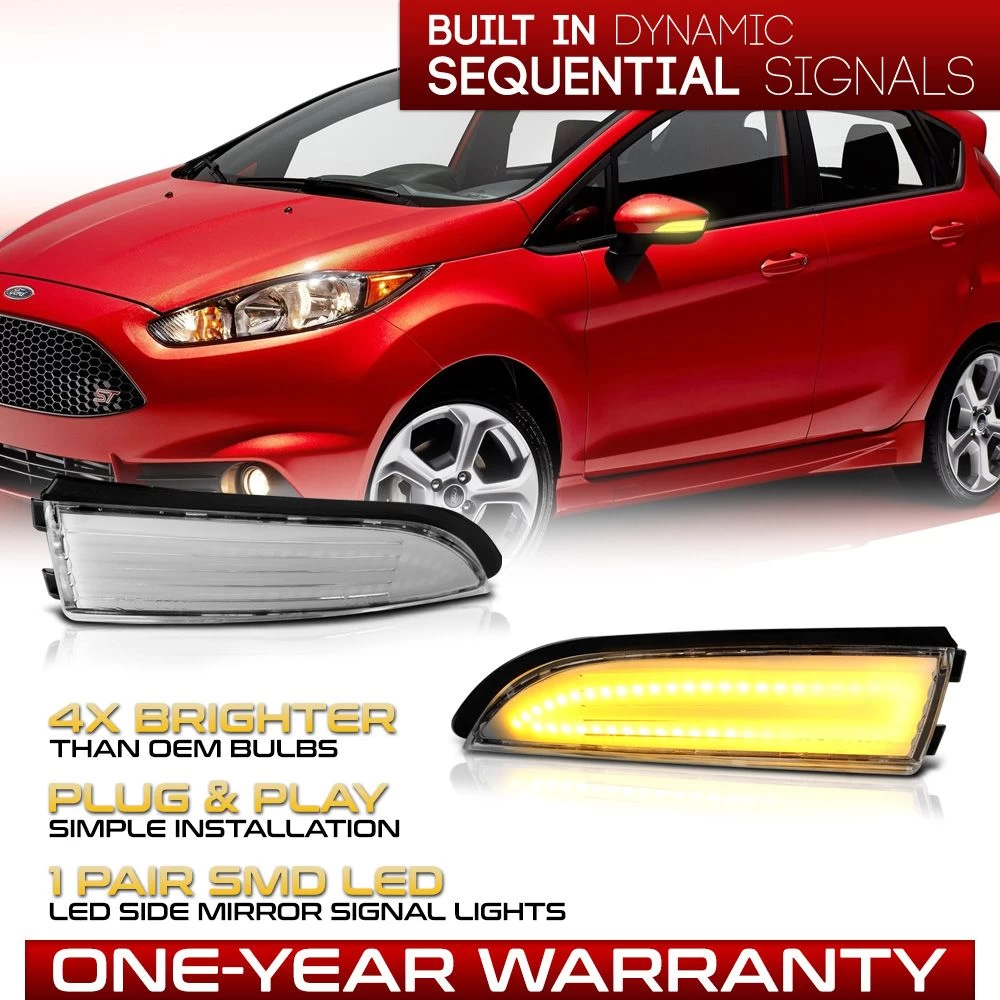 2011-2019 Ford Fiesta Sequential Amber LED Side Mirror Light - Clear 4 2011-2019 Ford Fiesta Sequential Amber LED Side Mirror Light - Clear - Image 2
