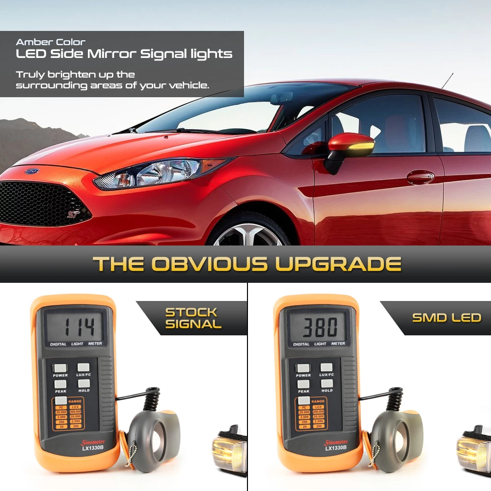 2011-2019 Ford Fiesta Sequential Amber LED Side Mirror Light - Clear 6 2011-2019 Ford Fiesta Sequential Amber LED Side Mirror Light - Clear - Image 4