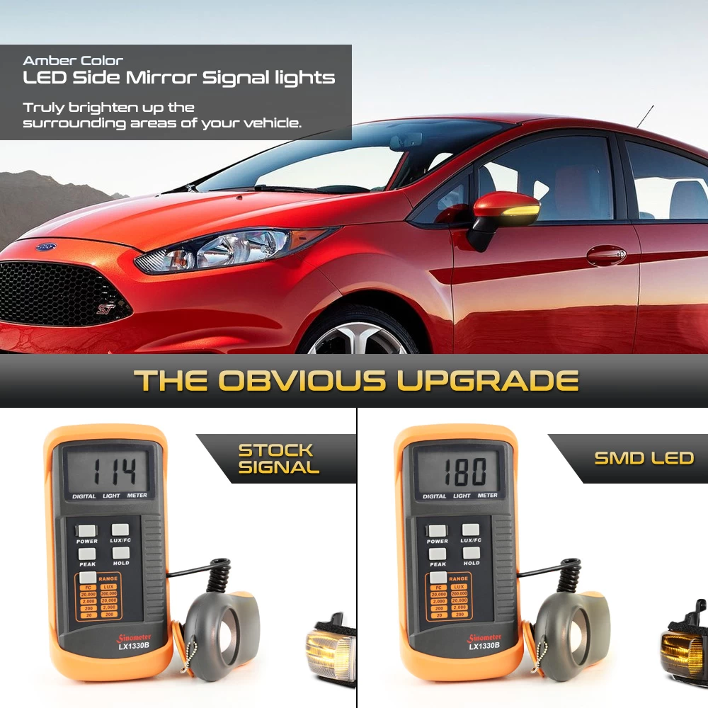 2011-2019 Ford Fiesta Sequential Amber LED Side Mirror Light - Smoked 6 2011-2019 Ford Fiesta Sequential Amber LED Side Mirror Light - Smoked - Image 4