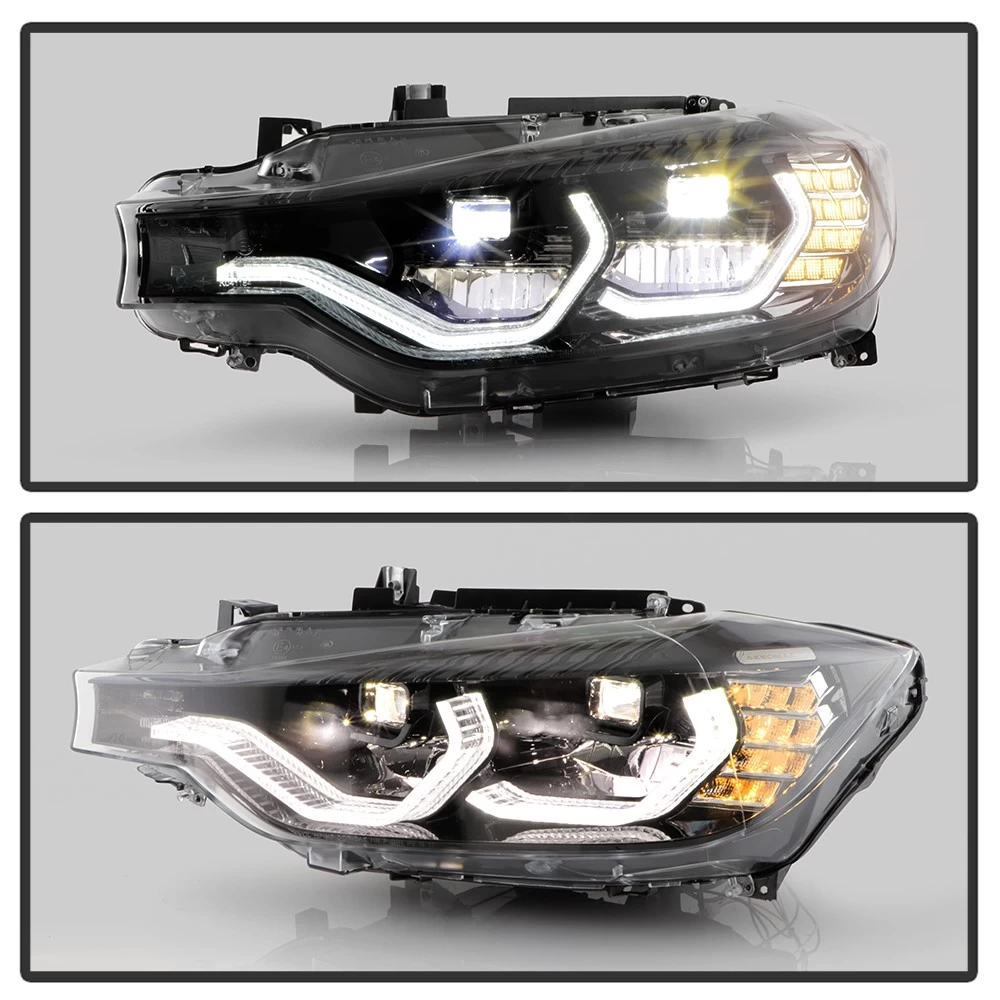 Spyder 2012-2015 BMW F30 320i 328i Sedan Full LED DRL Tube Projector Headlights - Black Housing 7 Spyder 2012-2015 BMW F30 320i 328i Sedan Full LED DRL Tube Projector Headlights - Black Housing - Image 5