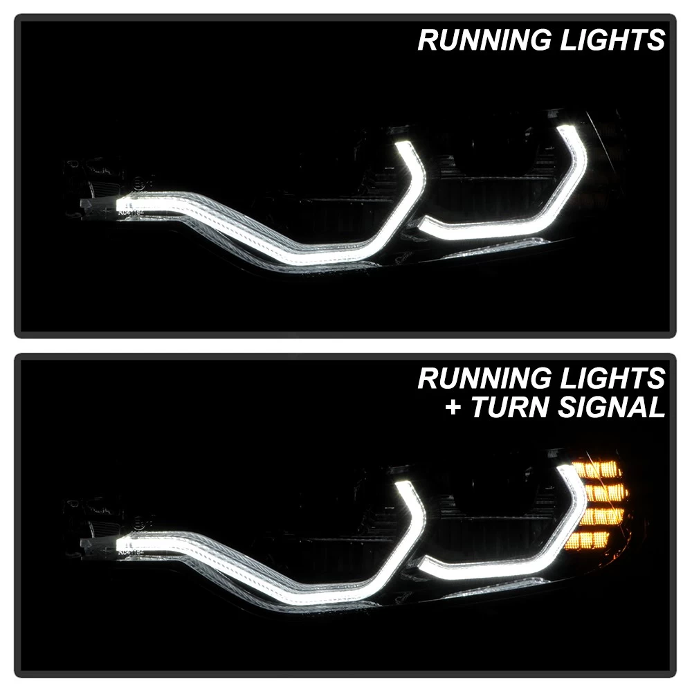 Spyder 2012-2015 BMW F30 320i 328i Sedan Full LED DRL Tube Projector Headlights - Black Housing 10 Spyder 2012-2015 BMW F30 320i 328i Sedan Full LED DRL Tube Projector Headlights - Black Housing - Image 8