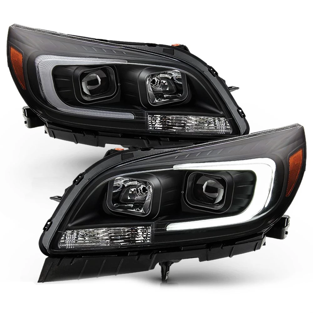 2013-2015 Chevy Malibu Chrome Black Halogen LED Tube Projector Headlights 3 2013-2015 Chevy Malibu Chrome Black Halogen LED Tube Projector Headlights