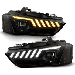 Spyder 2013-2016 Audi A4/S4 [Halogen Models] Signature Series Projector Headlights W/ LED DRL & Switchback Sequential Turn Signals - Black
