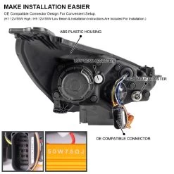 2015-2018 Ford Focus Black LED Sequential Signal Strip Projector Headlights - Chrome 12 2015-2018 Ford Focus Black LED Sequential Signal Strip Projector Headlights - Chrome -Professional Auto Parts Store 2015 2017 ford focus black led sequential signal strip projector headlights chrome 116