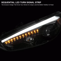 2015-2018 Ford Focus Black LED Sequential Signal Strip Projector Headlights - Chrome 13 2015-2018 Ford Focus Black LED Sequential Signal Strip Projector Headlights - Chrome -Professional Auto Parts Store 2015 2017 ford focus black led sequential signal strip projector headlights chrome 119