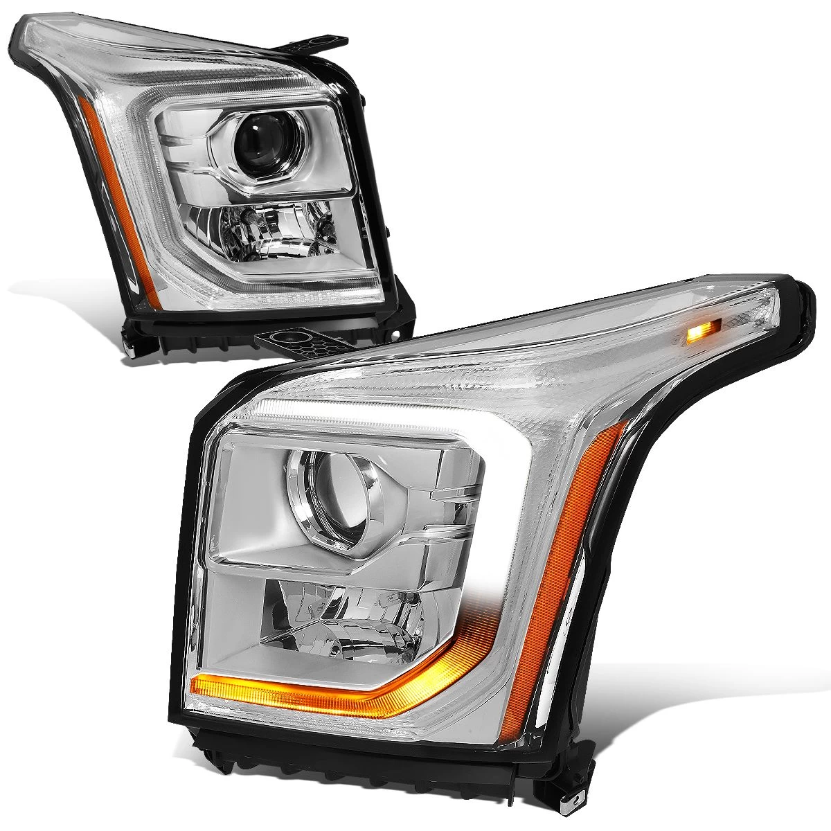 2015-2020 GMC Yukon XL LED DRL Chrome/Amber Corner Projector Headlights 3 2015-2020 GMC Yukon XL LED DRL Chrome/Amber Corner Projector Headlights