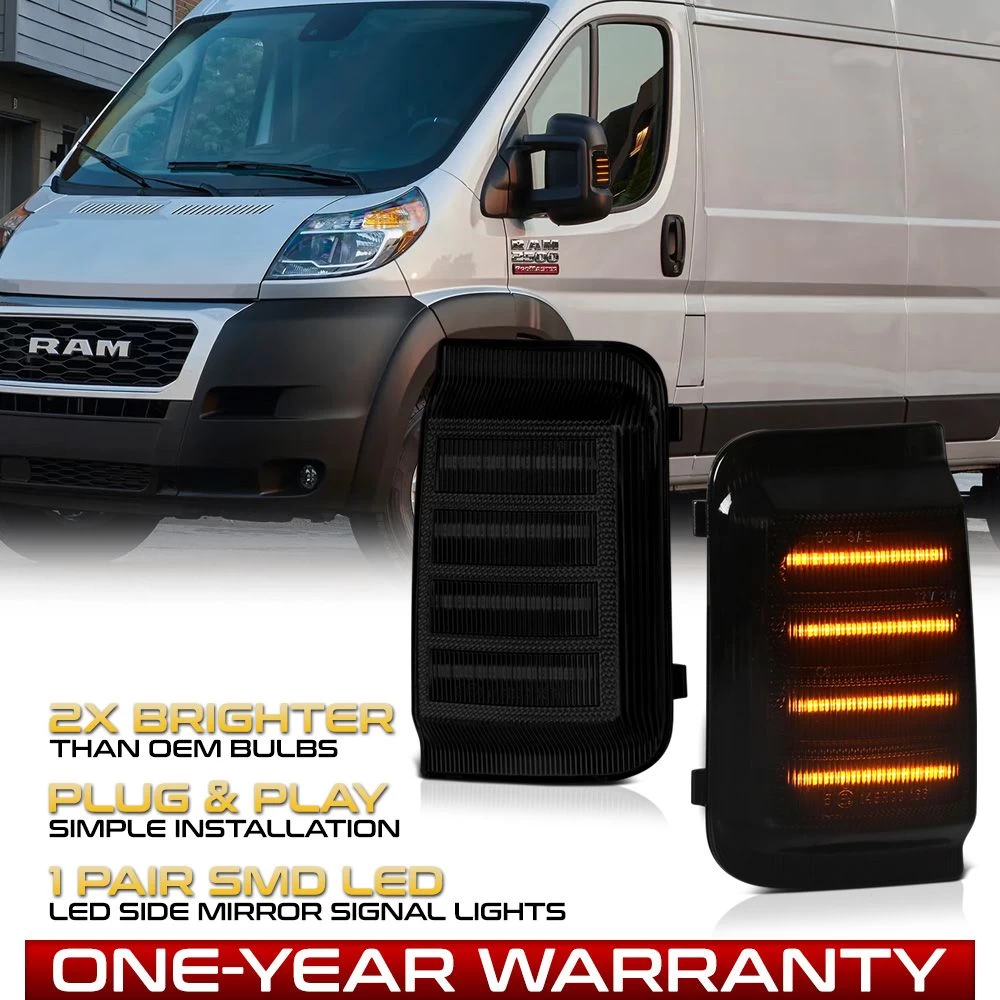 2015-2022 Ram ProMaster Sequential LED Side Mirror Lights - Smoked 4 2015-2022 Ram ProMaster Sequential LED Side Mirror Lights - Smoked - Image 2