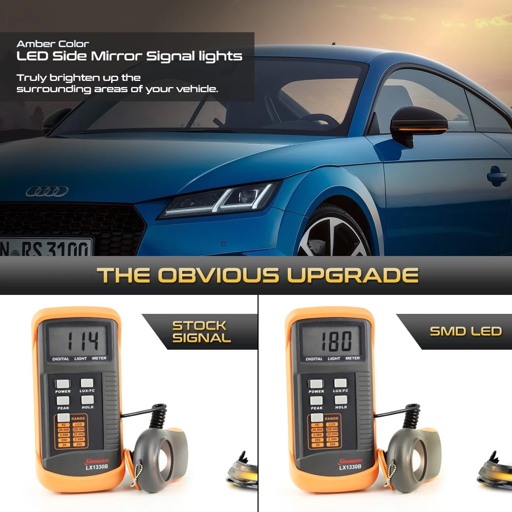 2016-2022 Audi TT TTS Quattro Sequential LED Mirror Smoke Turn Signal Lights - Smoked Lens 6 2016-2022 Audi TT TTS Quattro Sequential LED Mirror Smoke Turn Signal Lights - Smoked Lens - Image 4