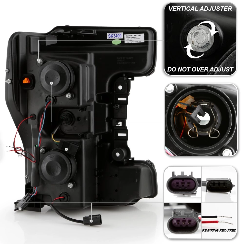 2017-2019 Ford F250 F350 SD Chrome Dual LED Tube Projector Headlights 5 2017-2019 Ford F250 F350 SD Chrome Dual LED Tube Projector Headlights - Image 3