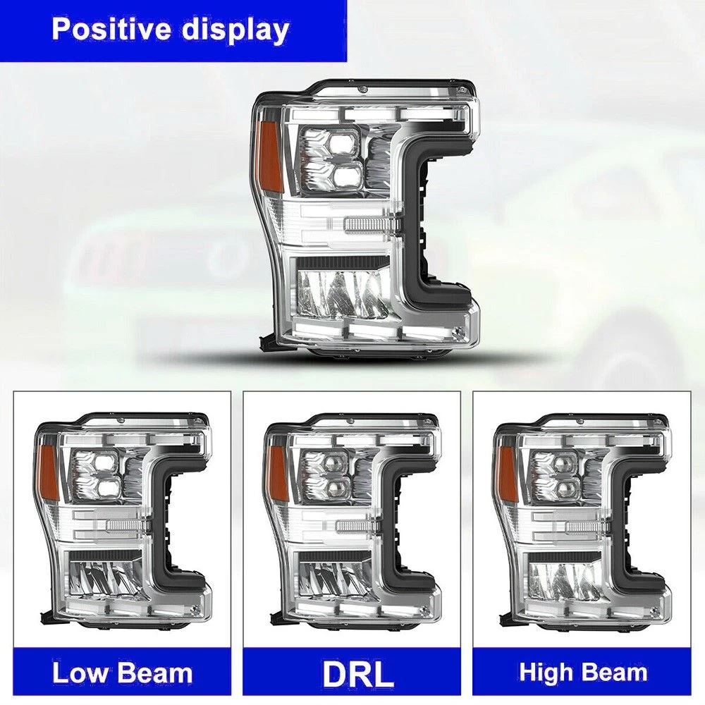 2017-2020 Ford F250-F550 Dynamic LED DRL + Turn Signal Headlights - Chrome Housing 4 2017-2020 Ford F250-F550 Dynamic LED DRL + Turn Signal Headlights - Chrome Housing - Image 2
