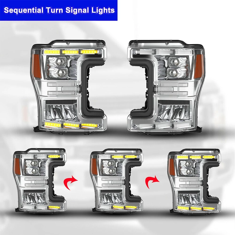 2017-2020 Ford F250-F550 Dynamic LED DRL + Turn Signal Headlights - Chrome Housing 7 2017-2020 Ford F250-F550 Dynamic LED DRL + Turn Signal Headlights - Chrome Housing - Image 5