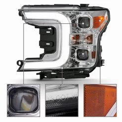 2018-2020 Ford F150 LED Bar Projector Headlights - Chrome 12 2018-2020 Ford F150 LED Bar Projector Headlights - Chrome -Professional Auto Parts Store 2018 2020 ford f150 led bar projector headlights chrome 65