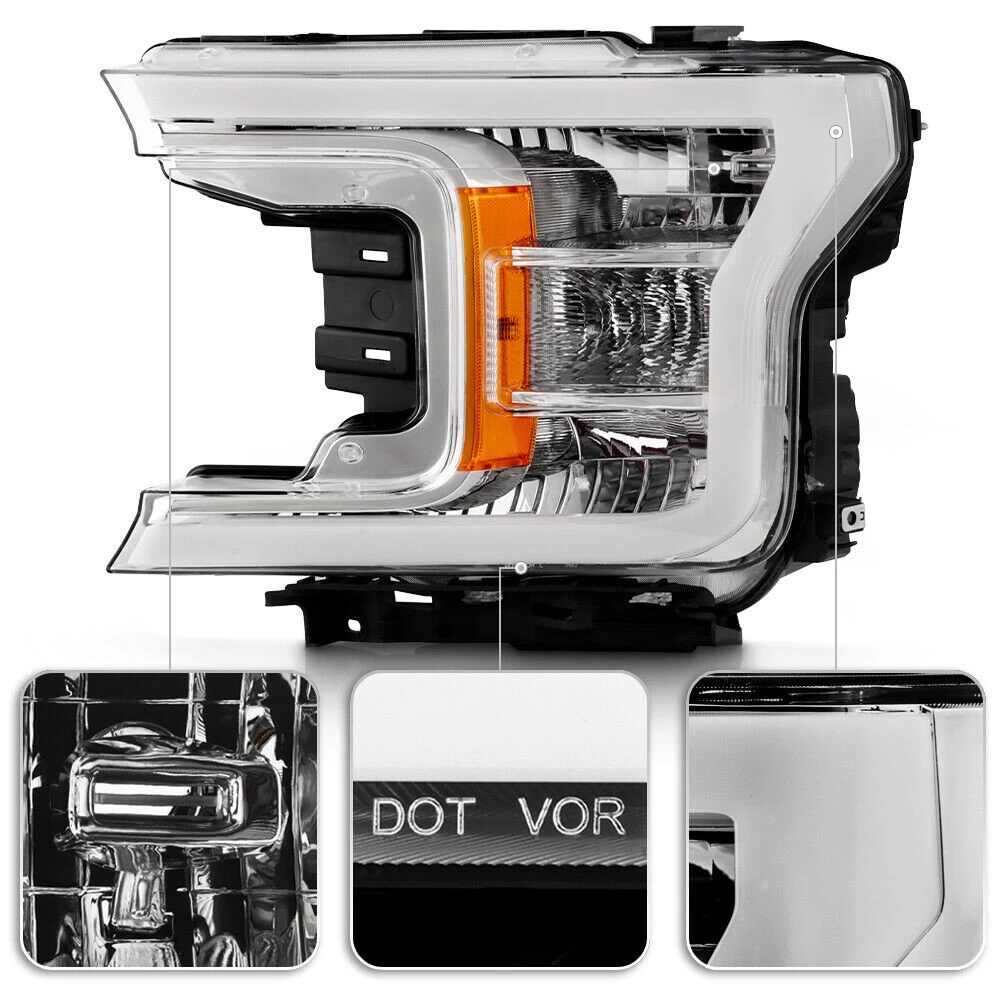 Spyder 2018-2020 Ford F150 LED Tube Switchback Signal Headlights - Chrome Housing 6 Spyder 2018-2020 Ford F150 LED Tube Switchback Signal Headlights - Chrome Housing - Image 4