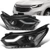 2018-2021 Chevy Equinox LED DRL Projector Headlights - Black Housing Clear Corner -Professional Auto Parts Store 2018 2021 chevy equinox led drl projector headlights black housing clear corner 45