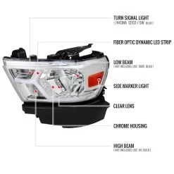 2019-2022 Dodge Ram 1500 Halogen Reflector Headlights W/ LED DRL Strip - Chrome Housing -Professional Auto Parts Store 2019 2021 dodge ram 1500 halogen reflector headlights w led drl strip chrome housing 87