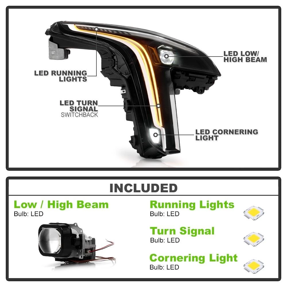 Spyder 2019-2022 Cadillac XT4 Full LED DRL W/Cornering Lamp Projector Headlight - Set 4 Spyder 2019-2022 Cadillac XT4 Full LED DRL W/Cornering Lamp Projector Headlight - Set - Image 2