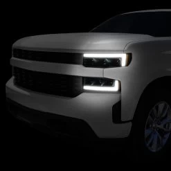 2019-2022 Chevrolet Silverado 1500 Quad-Projector Headlights W/ LED Bar - Black Housing Amber Side Marker -Professional Auto Parts Store 2019 2022 chevrolet silverado 1500 quad projector headlights w led bar black housing amber side marker 105