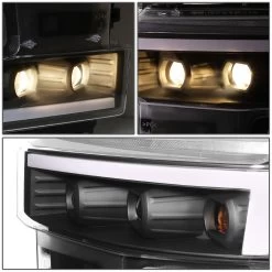 2019-2022 Chevrolet Silverado 1500 Quad-Projector Headlights W/ LED Bar - Black Housing Amber Side Marker -Professional Auto Parts Store 2019 2022 chevrolet silverado 1500 quad projector headlights w led bar black housing amber side marker 90