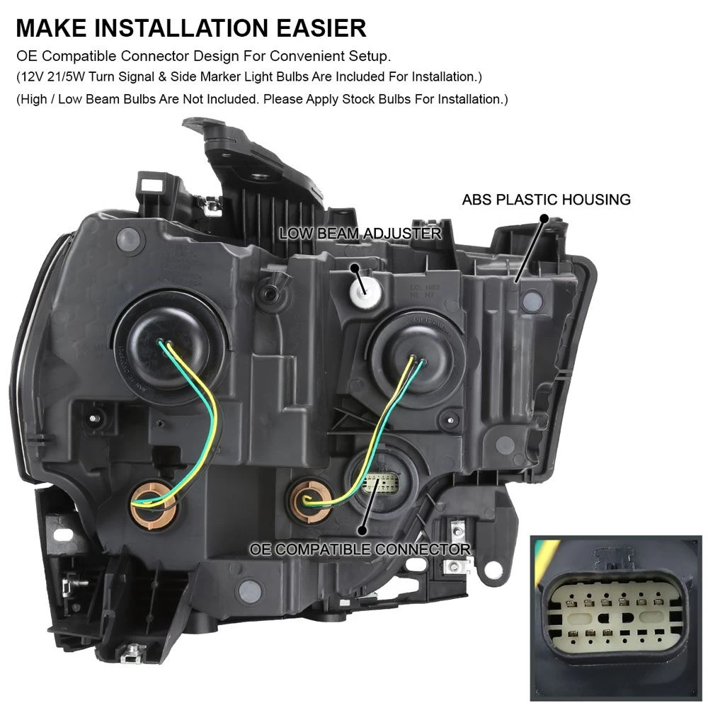 2019-2022 Dodge Ram 2500|3500 Crystal Replacement Headlights - Black Housing 4 2019-2022 Dodge Ram 2500|3500 Crystal Replacement Headlights - Black Housing - Image 2